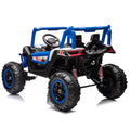 24V Ride On Xxl Utv Car For Kid,2Seater With Two Safety Belts, Side By Side 4X4 Ride On Off Road Truck With Parent Remote Control, Battery Powered Electric Car W High Low Speed, Two Safety Belts. Blue Polyethylene