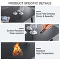 Table And Chair Set. Black Sintered Stone Tabletop With Black Metal Legs. Orange Deep Gray Dual Tone Pu Leather Backrest And Black Metal Leg Chair. 1 Table And 4 Chairs F 001 C 007 Black Sintered Stone