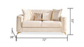 Luna Modern Style Loveseat In Ivory Ivory Velvet Wood Primary Living Space Contemporary,Modern Upholstered Wood