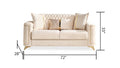 Luna 2Pc Modern Living Room Set In Ivory Ivory Velvet Wood Primary Living Space Contemporary,Modern Upholstered Wood 5 Seat