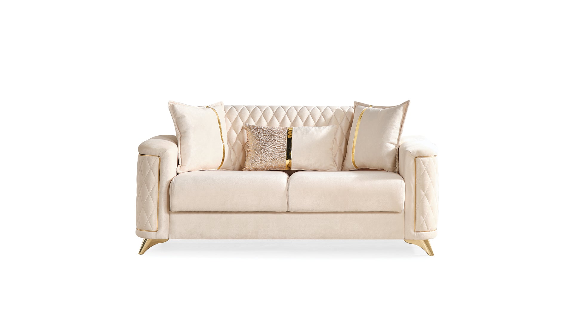 Luna 2Pc Modern Living Room Set In Ivory Ivory Velvet Wood Primary Living Space Contemporary,Modern Upholstered Wood 5 Seat