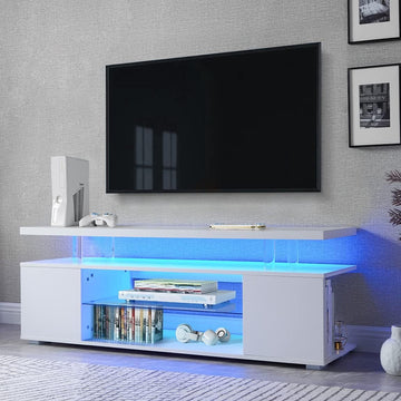 Tv Stand For 65 Inch Tv Led Gaming Entertainment Center Media Storage Console Table With Large Side Cabinet For Living Room White White Dining Room 65 Inches 60 69 Inches American Design,American Traditional,Antique,Boho,Classic 65 Inches Mdf Engineered