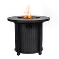 30Inch Propane Round Fire Table 40000Btu Propane Fire Pit Table Black Garden & Outdoor Steel