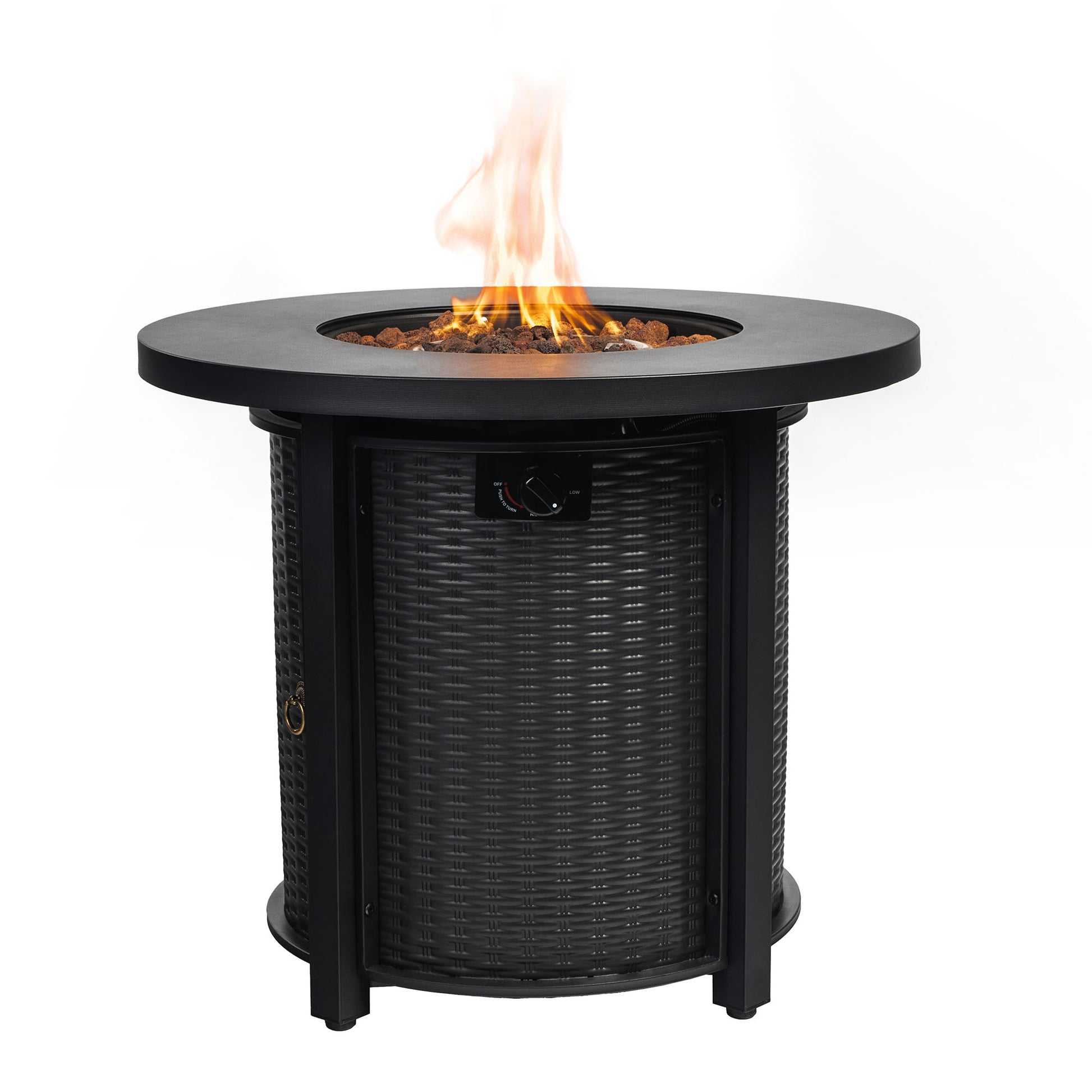 30Inch Propane Round Fire Table 40000Btu Propane Fire Pit Table Black Garden & Outdoor Steel