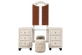 Sophia Modern Style Crystal Tufted Upholstery 6 Drawer Vanity Set With Stool, Finished With Velvet Fabric Made With Wood In Cream Cream Drawer 5 Drawers & Above Bedroom Contemporary,Modern Solid Wood Mdf Wood