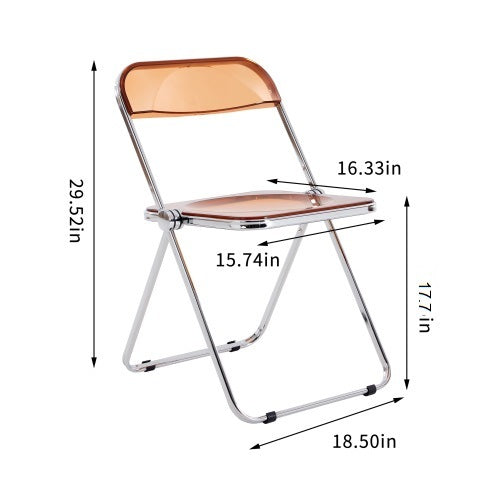 Tea Yellow Clear Transparent Folding Chair Chair Pc Plastic Living Room Seat Zdy Huang 4 Yellow Steel