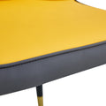 Table And Chair Set. White Imitation Marble Patterned Burnt Stone Tabletop With Black Metal Legs. Orange Deep Gray Dual Tone Pu Leather Backrest And Black Metal Leg Chair. 1 Table And 4 Chairs 001 007 White Sintered Stone