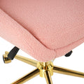 Modern Teddy Fleece Fabric With Gold Legs Living Room Furniture Dining Chair, Soft And Comfortable, Lift Adjustment, Free Movement Convenient, Space Saving. Set Of 1 Metal Pink Teddy