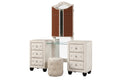 Sophia Crystal Tufted Queen 4 Pc Vanity Bedroom Set Made With Wood In Cream Box Spring Not Required Queen Cream Wood 4 Piece Set Bedroom Contemporary,Modern Upholstered Velvet Tufted Wood