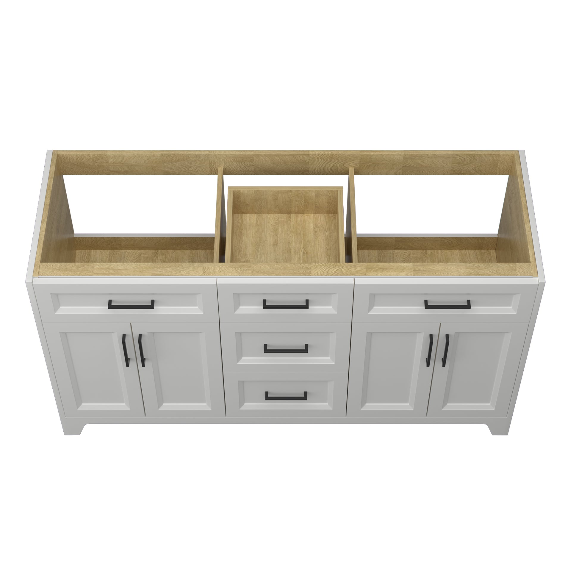 60 Inch Solid Wood Bathroom Vanity Without Top Sink, Modern Bathroom Vanity Base Only, Birch Solid Wood And Plywood Cabinet, Bathroom Storage Cabinet With Double Door Cabinet And 3 Drawers, Light Gray 3 Light Gray 2 5 48 In & Above 36 To 59 In Soft Close