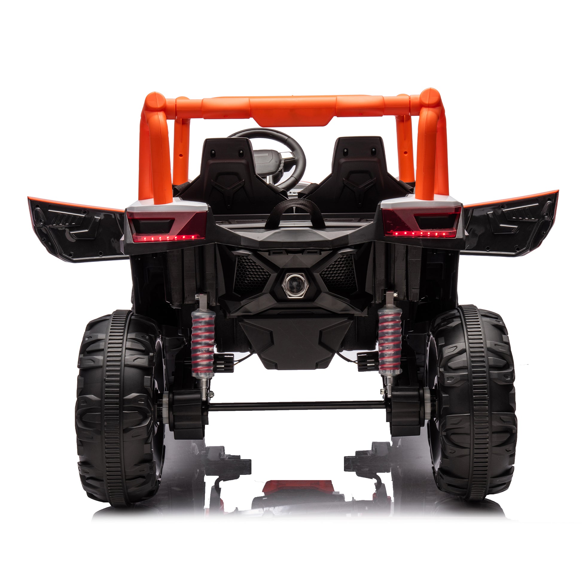 24V Ride On Xxl Utv Car For Kid,2Seater With Two Safety Belts, Side By Side 4X4 Ride On Off Road Truck With Parent Remote Control, Battery Powered Electric Car W High Low Speed, Two Safety Belts. Orange Polyethylene