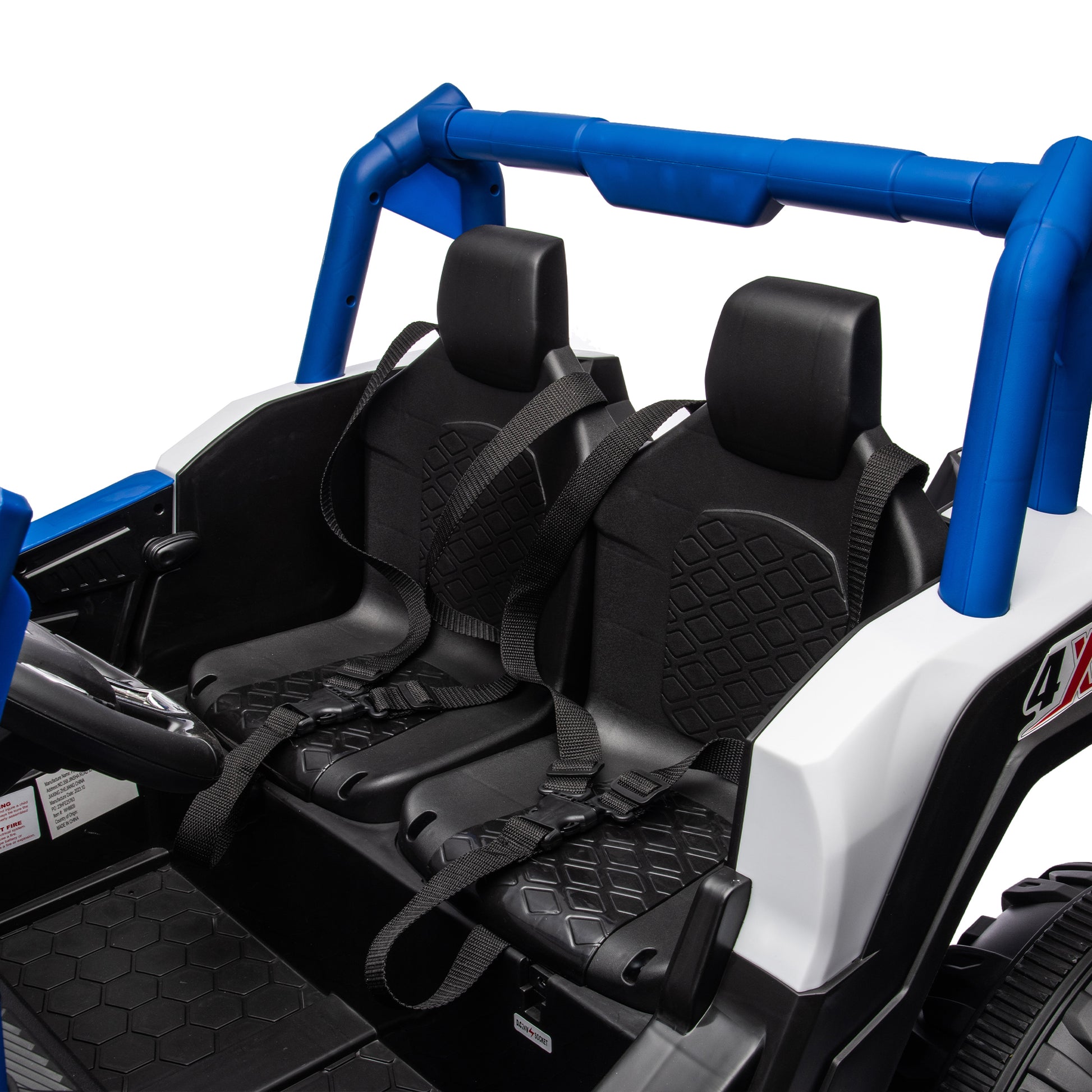 24V Ride On Xxl Utv Car For Kid,2Seater With Two Safety Belts, Side By Side 4X4 Ride On Off Road Truck With Parent Remote Control, Battery Powered Electric Car W High Low Speed, Two Safety Belts. Blue Polyethylene