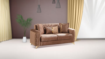 Luna Modern Style Loveseat In Copper Copper Wood Primary Living Space Contemporary,Modern Upholstered Wood