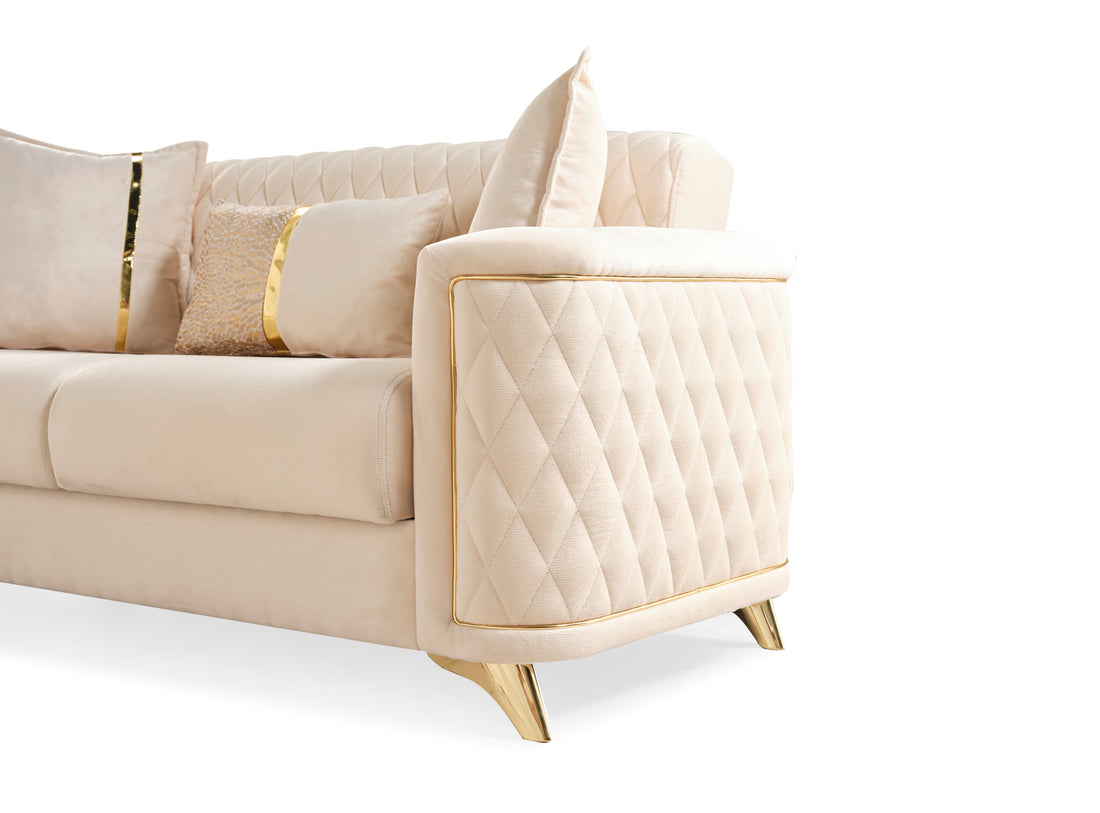 Luna Modern Style Loveseat In Ivory Ivory Velvet Wood Primary Living Space Contemporary,Modern Upholstered Wood