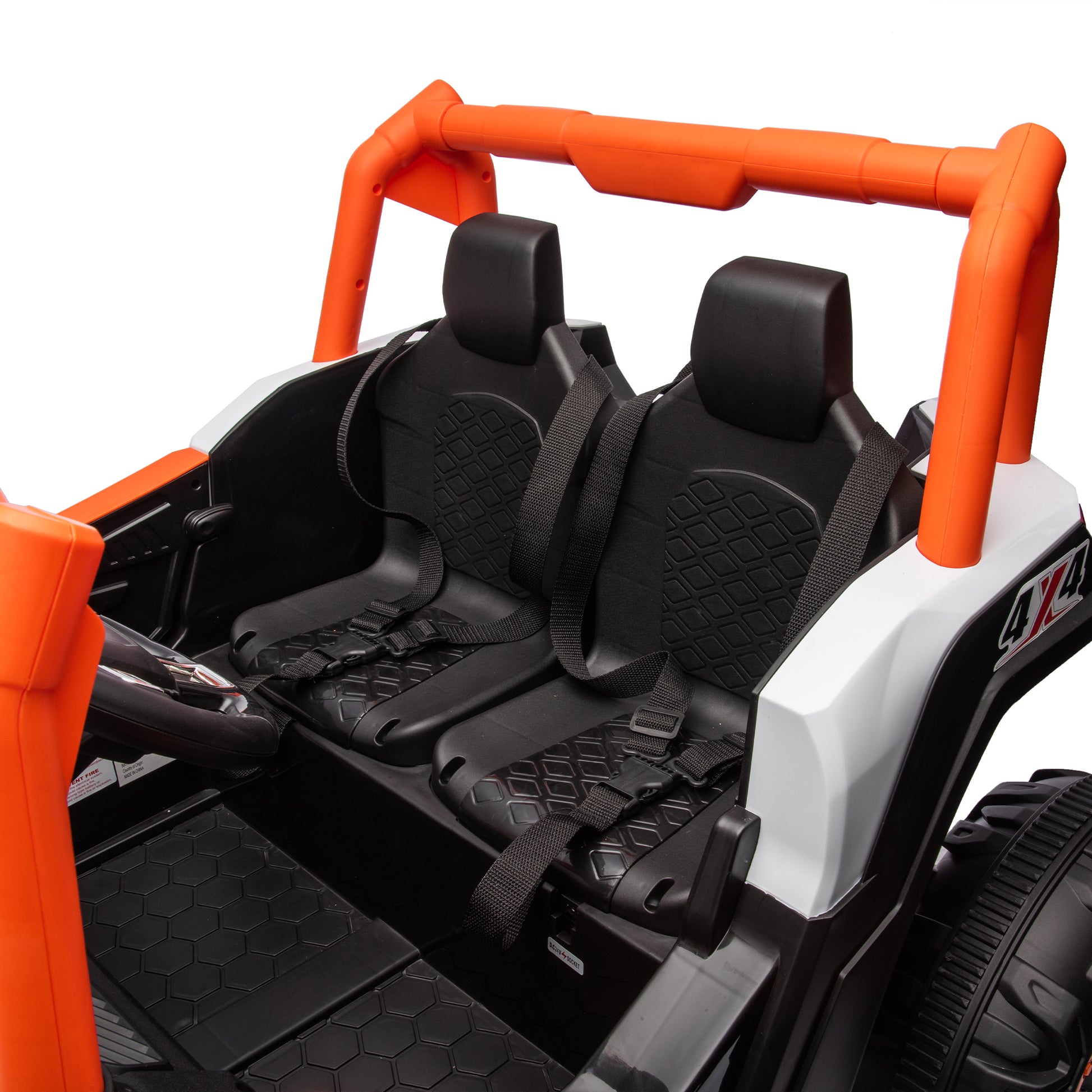 24V Ride On Xxl Utv Car For Kid,2Seater With Two Safety Belts, Side By Side 4X4 Ride On Off Road Truck With Parent Remote Control, Battery Powered Electric Car W High Low Speed, Two Safety Belts. Orange Polyethylene