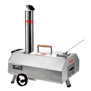 Semi Automatic Silver 12 Outdoor Pizza Oven Portable Wood Fired Pizza Oven Outdoor Cooking Pizza Maker Portable Pizza Oven For Authentic Stone Baked Pizzas Silver Garden & Outdoor American Design Stainless Steel Stainless Steel