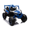 24V Ride On Xxl Utv Car For Kid,2Seater With Two Safety Belts, Side By Side 4X4 Ride On Off Road Truck With Parent Remote Control, Battery Powered Electric Car W High Low Speed, Two Safety Belts. Blue Polyethylene