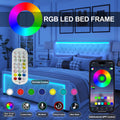 Queen Platform Bed Frame With High Headboard, Velvet Upholstered Bed With Deep Tufted Buttons, Adjustable Colorful Led Light Decorative Headboard, Wide Wingbacks,Black Queen Black Velvet