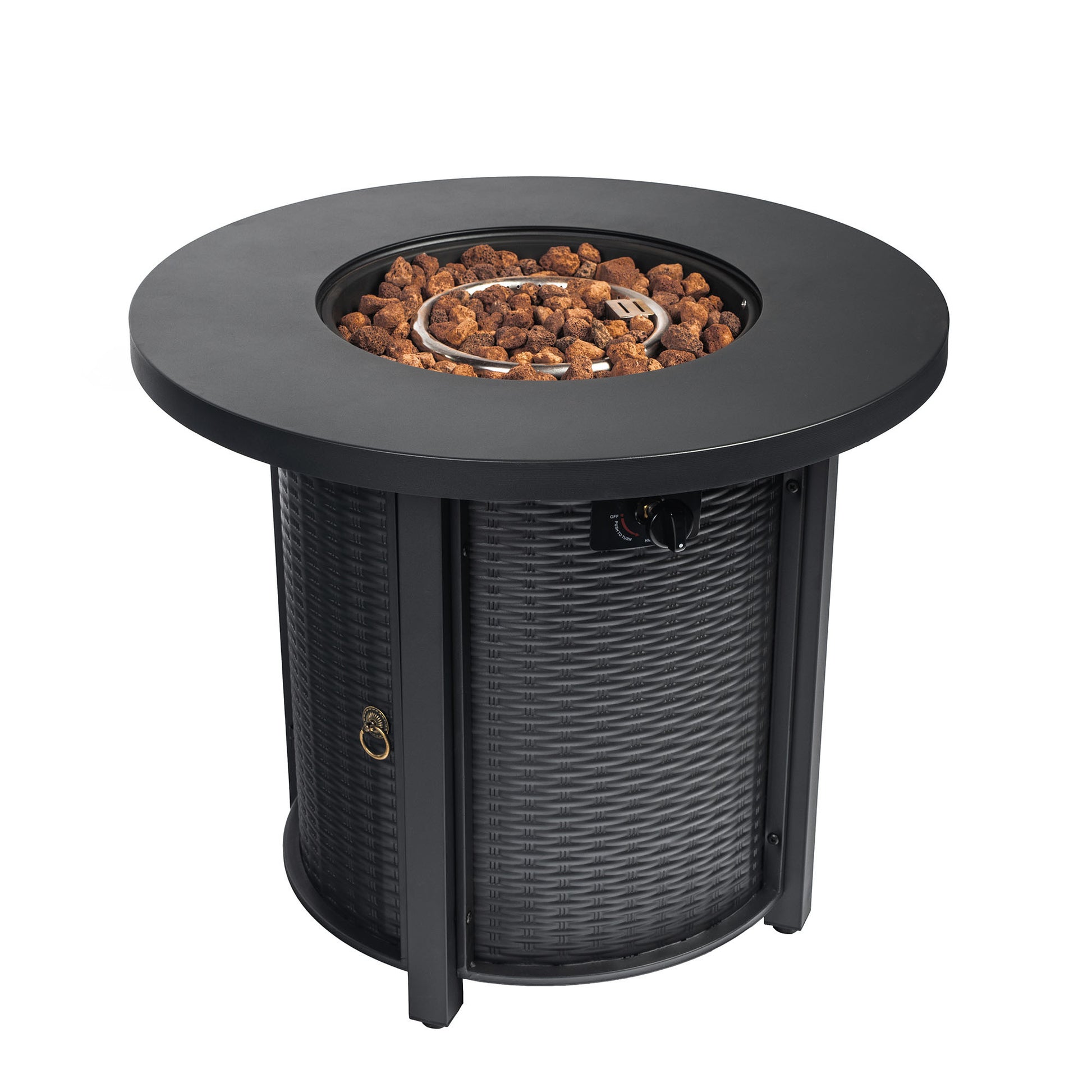 30Inch Propane Round Fire Table 40000Btu Propane Fire Pit Table Black Garden & Outdoor Steel