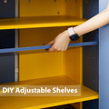 Storage Cabinet Modern Coffee Bar Cabinet Large Capacity Storage Cabinet With 3 Adjustable Shelves For Living Room, Yellow & Blue Blue Yellow Modern Engineered Wood