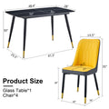 Table And Chair Set. Black Sintered Stone Tabletop With Black Metal Legs. Orange Deep Gray Dual Tone Pu Leather Backrest And Black Metal Leg Chair. 1 Table And 4 Chairs F 001 C 007 Black Sintered Stone