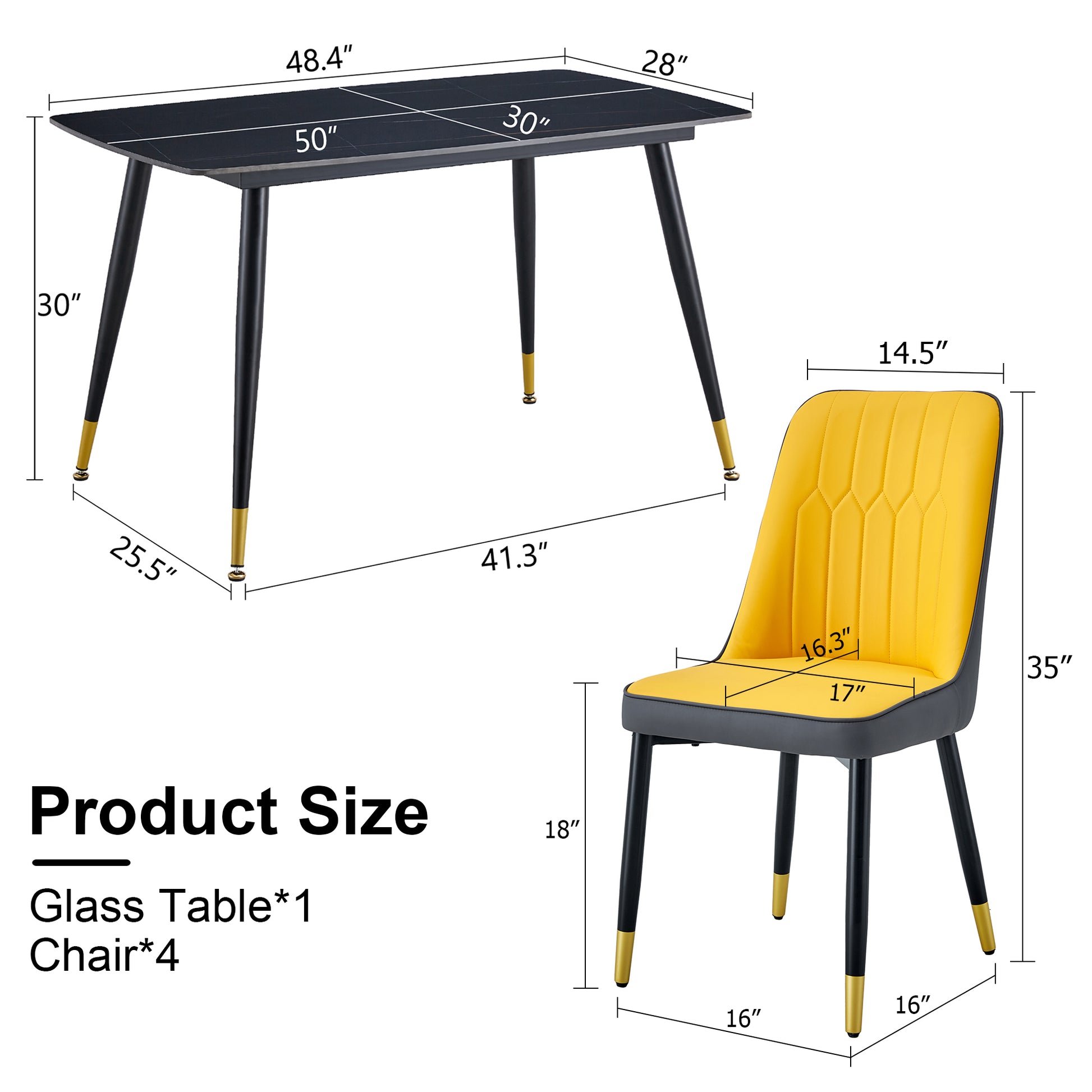 Table And Chair Set. Black Sintered Stone Tabletop With Black Metal Legs. Orange Deep Gray Dual Tone Pu Leather Backrest And Black Metal Leg Chair. 1 Table And 4 Chairs F 001 C 007 Black Sintered Stone