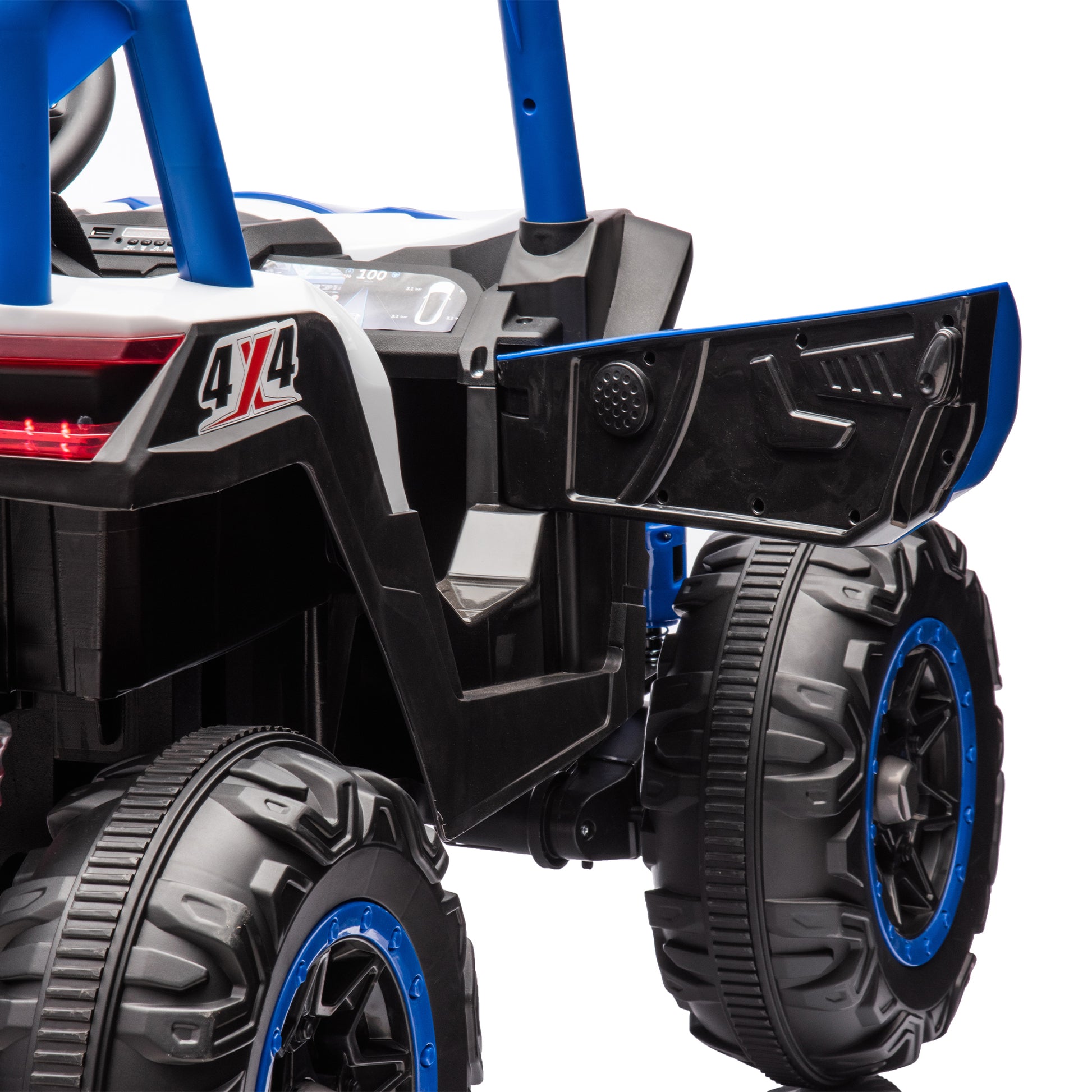 24V Ride On Xxl Utv Car For Kid,2Seater With Two Safety Belts, Side By Side 4X4 Ride On Off Road Truck With Parent Remote Control, Battery Powered Electric Car W High Low Speed, Two Safety Belts. Blue Polyethylene