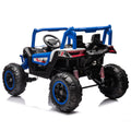 24V Ride On Xxl Utv Car For Kid,2Seater With Two Safety Belts, Side By Side 4X4 Ride On Off Road Truck With Parent Remote Control, Battery Powered Electric Car W High Low Speed, Two Safety Belts. Blue Polyethylene