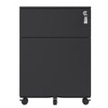 2 Drawer Mobile File Cabinet With Lock Steel File Cabinet For Legal Letter A4 F4 Size, Fully Assembled Except For Wheels, Home Office Design, Black Mobile File Cabinets 1 2 Drawers Powder Coated Black Office Mobile Steel