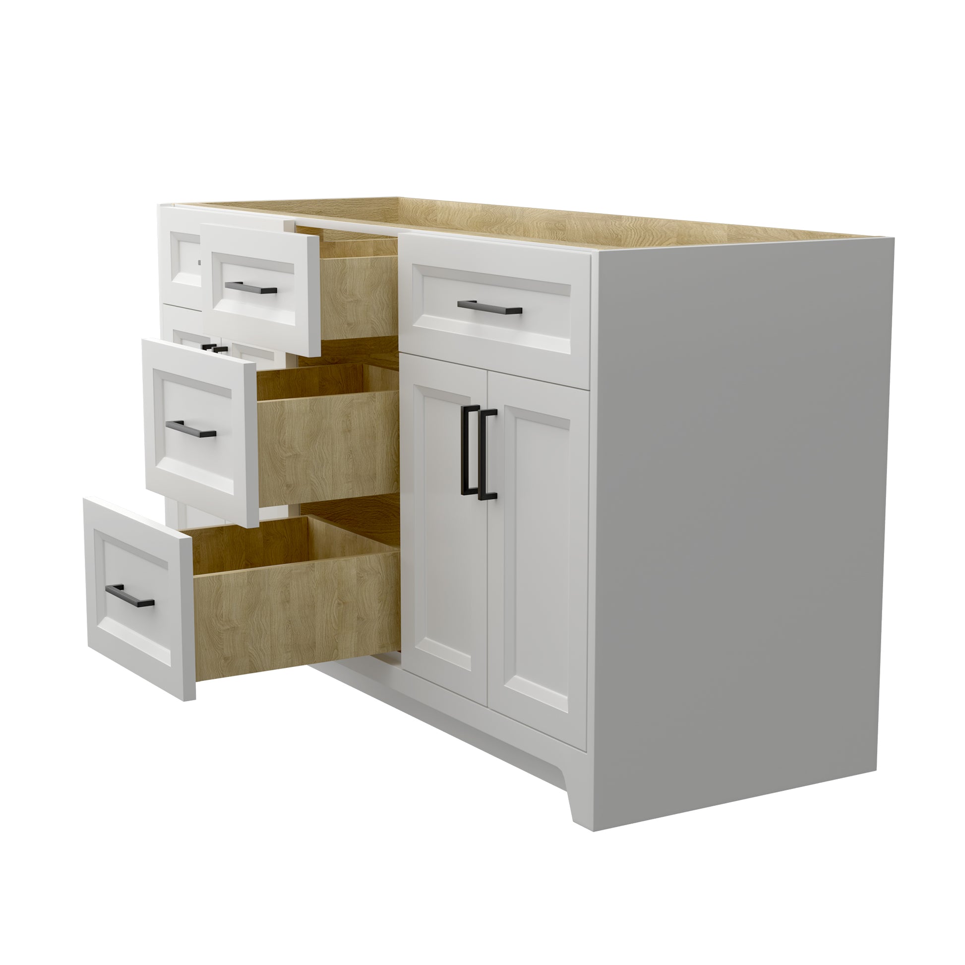 60 Inch Solid Wood Bathroom Vanity Without Top Sink, Modern Bathroom Vanity Base Only, Birch Solid Wood And Plywood Cabinet, Bathroom Storage Cabinet With Double Door Cabinet And 3 Drawers, White 3 White 4 5 48 In & Above 36 To 59 In Soft Close Doors