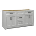 60 Inch Solid Wood Bathroom Vanity Without Top Sink, Modern Bathroom Vanity Base Only, Birch Solid Wood And Plywood Cabinet, Bathroom Storage Cabinet With Double Door Cabinet And 3 Drawers, Light Gray 3 Light Gray 2 5 48 In & Above 36 To 59 In Soft Close