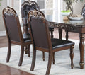 Majestic Formal Set Of 2 Arm Chairs Brown Finish Rubberwood Dining Room Furniture Intricate Design Cushion Upholstered Seat Tufted Back Brown Brown Dining Room Luxury,Traditional Arm Chair Rubberwood Tufted Back Rubber Wood