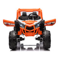 24V Ride On Xxl Utv Car For Kid,2Seater With Two Safety Belts, Side By Side 4X4 Ride On Off Road Truck With Parent Remote Control, Battery Powered Electric Car W High Low Speed, Two Safety Belts. Orange Polyethylene