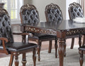 Traditional Brown Finish 9Pc Dining Set Table W 2X Arm Chairs 6X Side Chairs Rubber Wood Intricate Design Tufted Back Cushion Seat Dining Room Furniture Brown Wood Dining Room Extendable Rubberwood Rectangular Dining Table With Chair Upholstered Chair