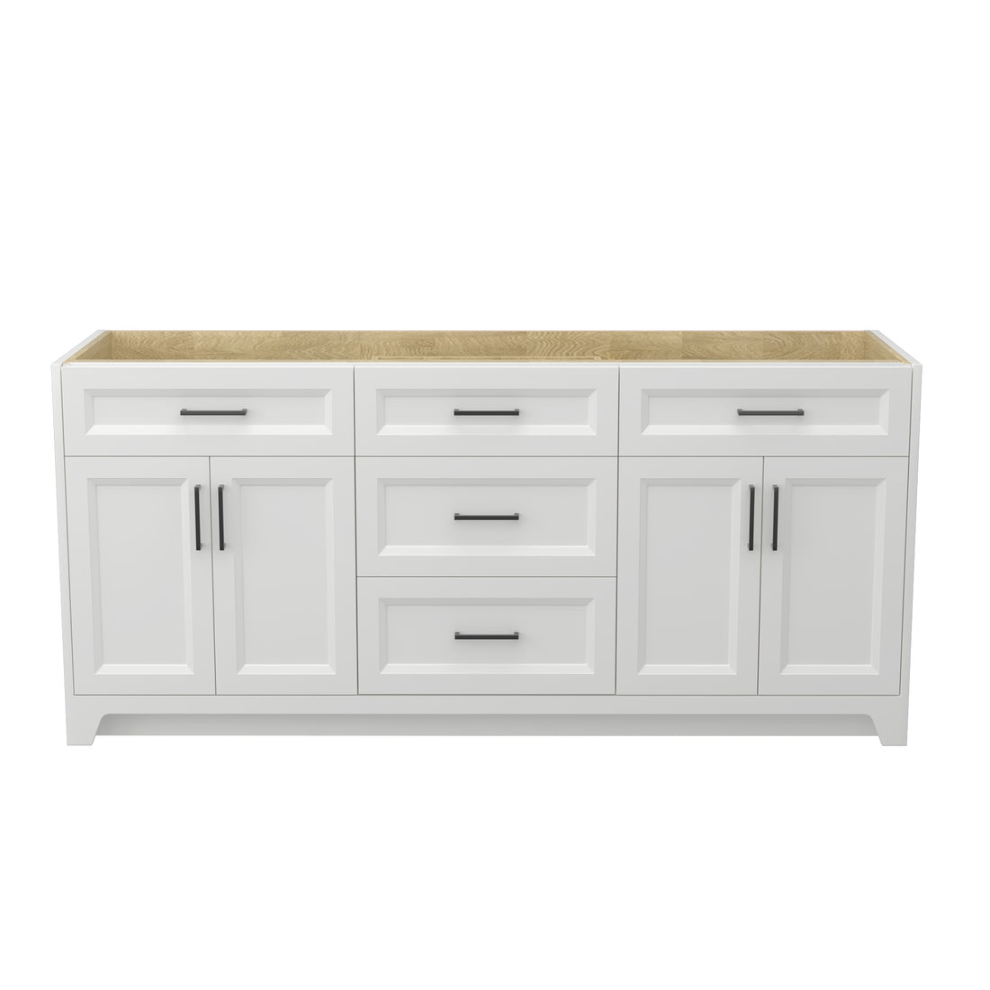 Solid Wood 72 Inch Bathroom Vanity Without Top Sink, Modern Bathroom Vanity Base Only, Birch Solid Wood And Plywood Cabinet, Bathroom Storage Cabinet With Double Door Cabinet And 3 Drawers, White 3 White 4 5 48 In & Above 36 To 59 In Soft Close Doors