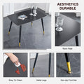 Table And Chair Set. Black Sintered Stone Tabletop With Black Metal Legs. Orange Deep Gray Dual Tone Pu Leather Backrest And Black Metal Leg Chair. 1 Table And 4 Chairs F 001 C 007 Black Sintered Stone