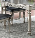 Formal 1Pc Dining Table W 2X Leaves Only Silver Grey Finish Antique Design Rubberwood Large Family Dining Room Furniture Silver Grey Gray Dining Room Antique,Traditional Rubberwood Rectangular Kitchen & Dining Tables Rubber Wood