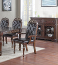 Majestic Formal Set Of 2 Arm Chairs Brown Finish Rubberwood Dining Room Furniture Intricate Design Cushion Upholstered Seat Tufted Back Brown Brown Dining Room Luxury,Traditional Arm Chair Rubberwood Tufted Back Rubber Wood