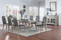 Traditional Silver Grey Finish 9Pc Dining Set Table W 2X Arm Chairs 6X Side Chairs Rubber Wood Intricate Design Tufted Back Cushion Seat Dining Room Furniture Gray Wood Dining Room Extendable Rubberwood Rectangular Dining Table With Chair Upholstered