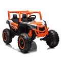 24V Ride On Xxl Utv Car For Kid,2Seater With Two Safety Belts, Side By Side 4X4 Ride On Off Road Truck With Parent Remote Control, Battery Powered Electric Car W High Low Speed, Two Safety Belts. Orange Polyethylene