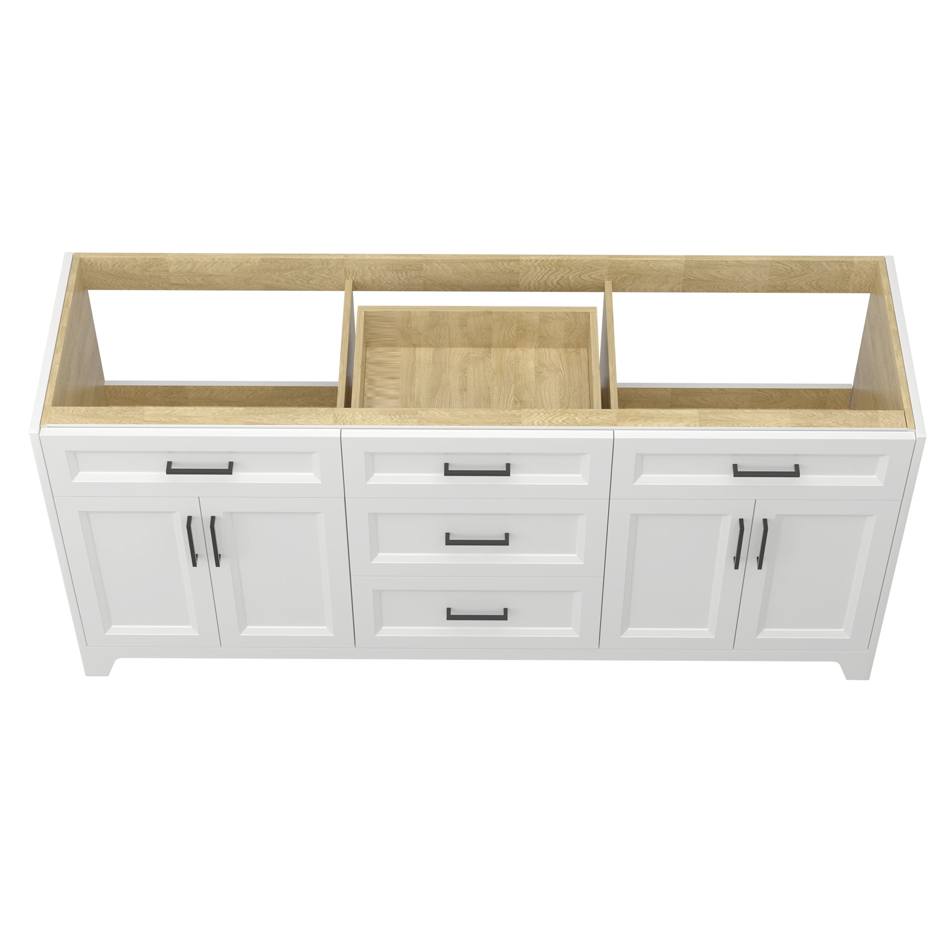 Solid Wood 72 Inch Bathroom Vanity Without Top Sink, Modern Bathroom Vanity Base Only, Birch Solid Wood And Plywood Cabinet, Bathroom Storage Cabinet With Double Door Cabinet And 3 Drawers, White 3 White 4 5 48 In & Above 36 To 59 In Soft Close Doors