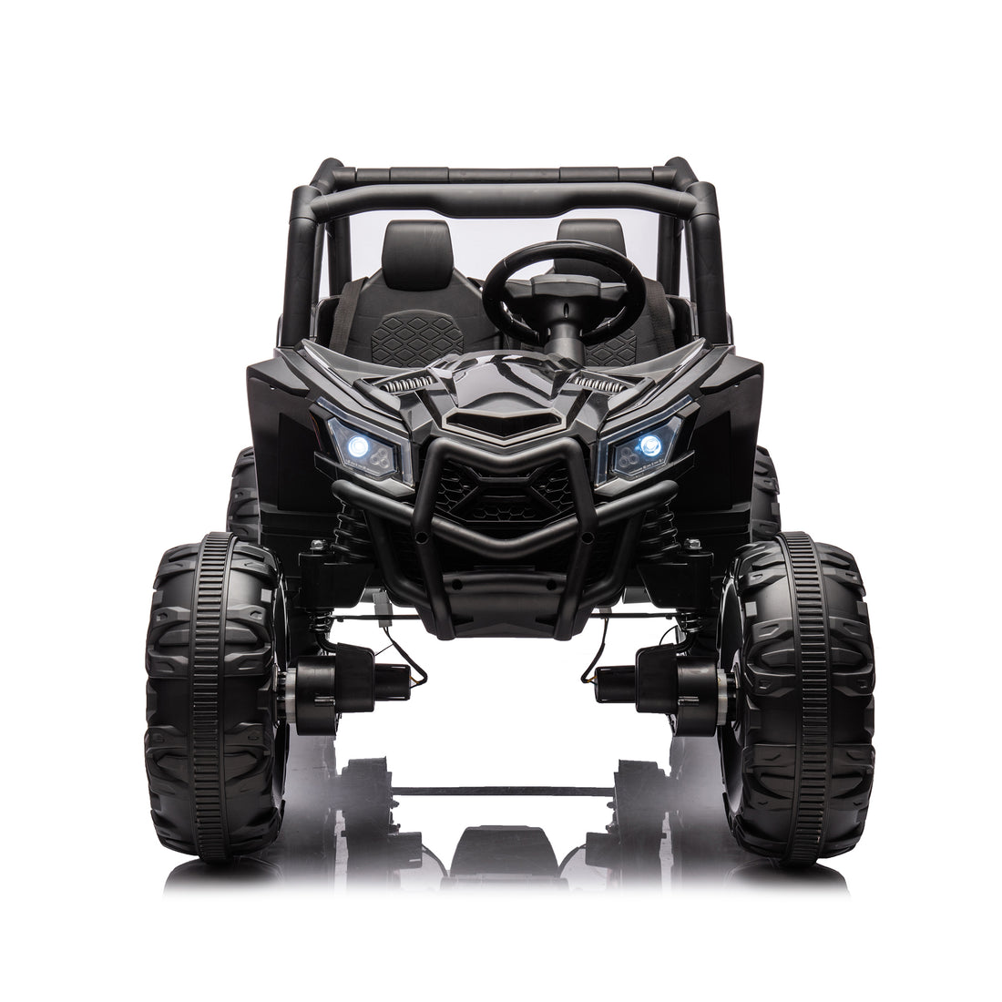 24V Ride On Xxl Utv Car For Kid,2Seater With Two Safety Belts, Side By Side 4X4 Ride On Off Road Truck With Parent Remote Control, Battery Powered Electric Car W High Low Speed, Two Safety Belts. Black Polyethylene