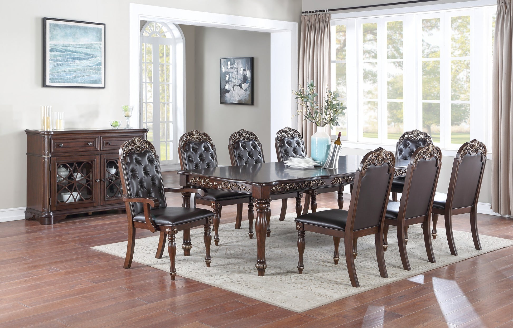 Formal 1Pc Dining Table W 2X Leaves Only Brown Finish Antique Design Rubberwood Large Family Dining Room Furniture Brown Brown Dining Room Antique,Traditional Rubberwood Rectangular Kitchen & Dining Tables Rubber Wood