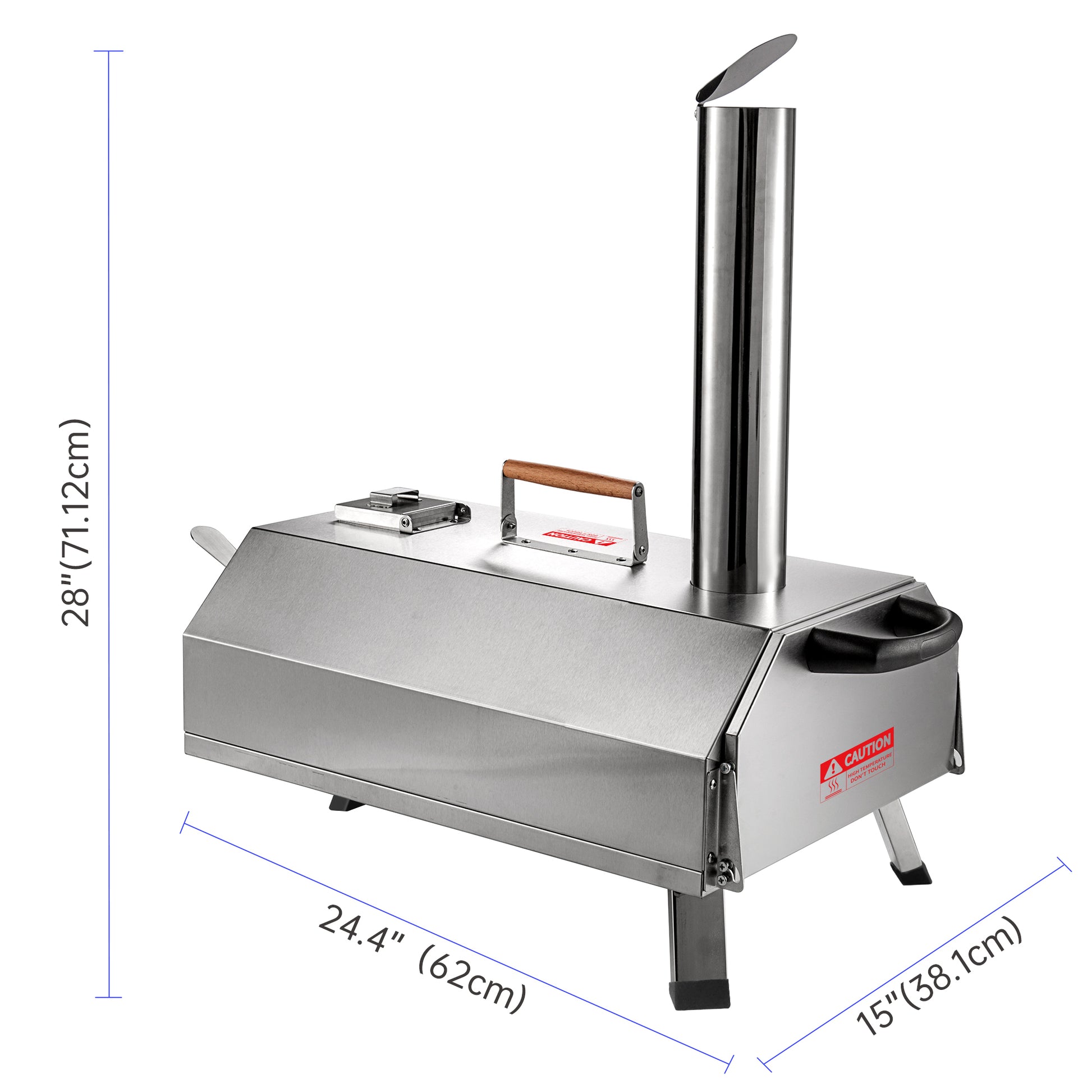 Semi Automatic Silver 12 Outdoor Pizza Oven Portable Wood Fired Pizza Oven Outdoor Cooking Pizza Maker Portable Pizza Oven For Authentic Stone Baked Pizzas Silver Garden & Outdoor American Design Stainless Steel Stainless Steel