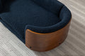 Scandinavian Style Elevated Dog Bed Pet Sofa With Solid Wood Legs And Walnut Bent Wood Back, Cashmere Cushion,Small Size Dark Blue Foam Solid Wood