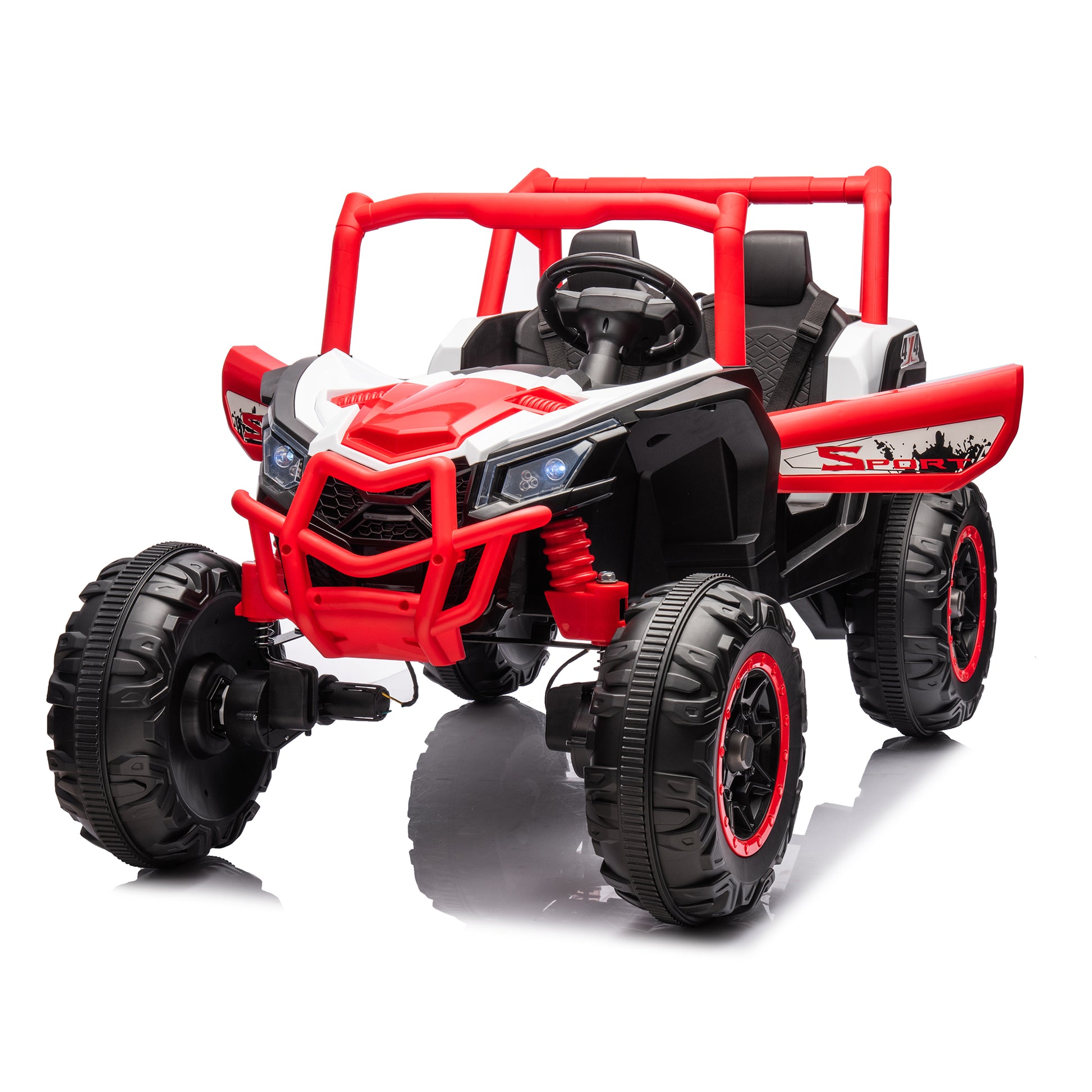 24V Ride On Xxl Utv Car For Kid,2Seater With Two Safety Belts, Side By Side 4X4 Ride On Off Road Truck With Parent Remote Control, Battery Powered Electric Car W High Low Speed, Two Safety Belts.