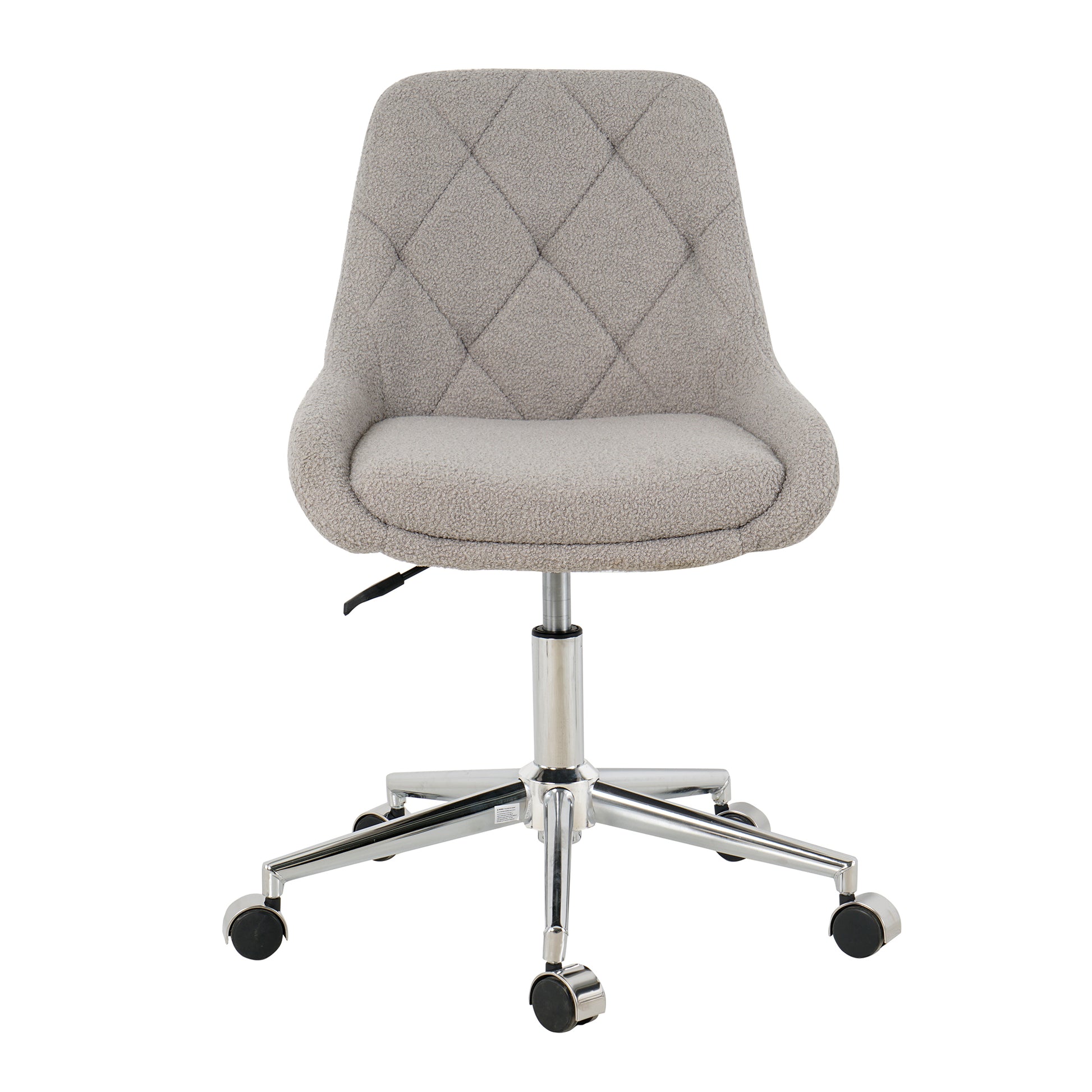 Modern Teddy Fleece Fabric With Chrome Legs Living Room Furniture Dining Chair, Soft And Comfortable, Lift Adjustment, Free Movement Convenient, Space Saving. Set Of 1 Metal Grey Teddy