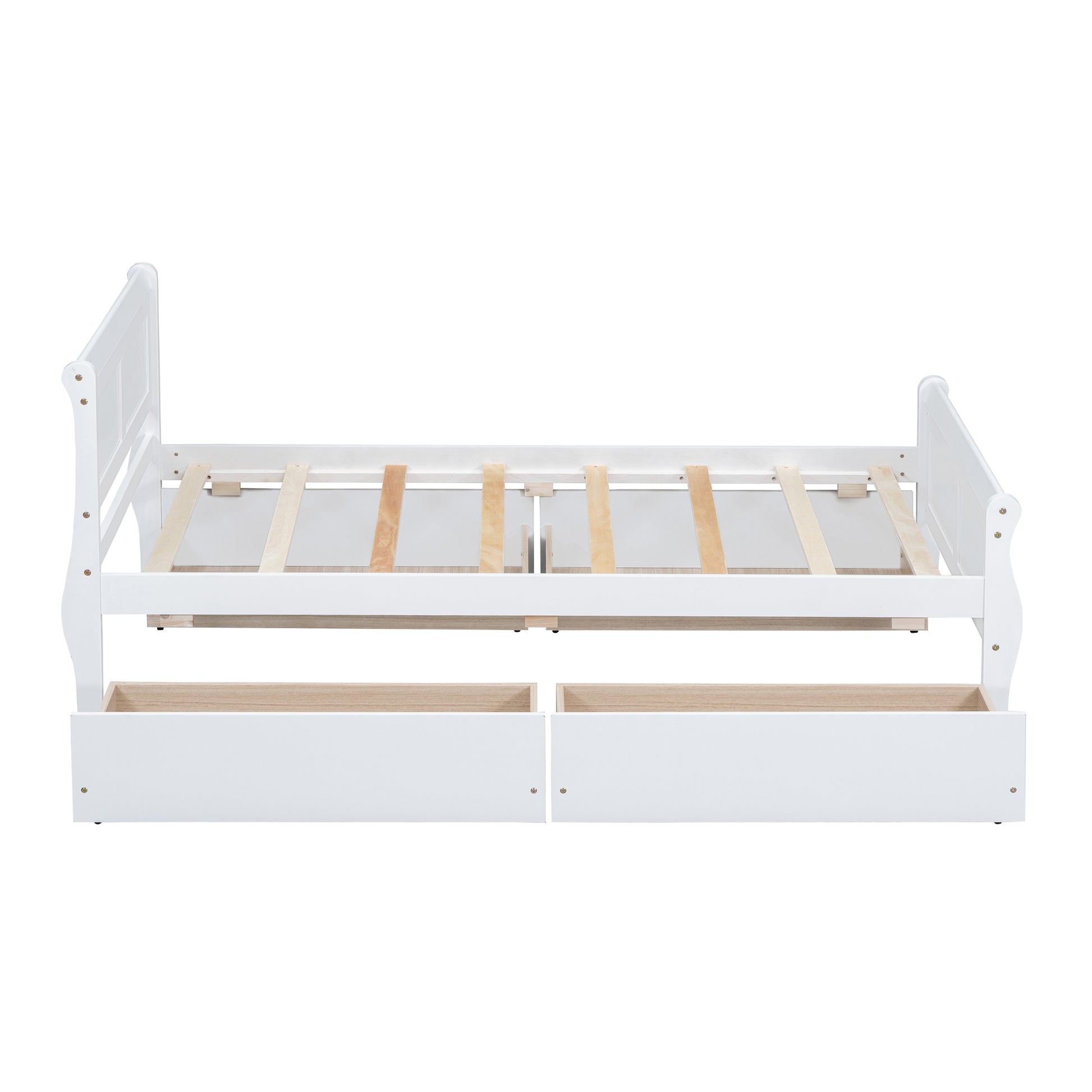 Twin Size Wood Platform Bed With 4 Drawers And Streamlined Headboard & Footboard, White White Solid Wood Mdf