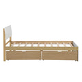 Modern Twin Bed Frame With 2 Drawers For White High Gloss Headboard And Footboard With Light Oak Color Box Spring Not Required Twin White Light Oak Bedroom Bed Frame Mdf,Rubber Wood