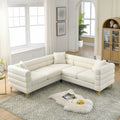 81.5 Inch Oversized Corner Sofa, L Shaped Sectional Couch,5 Seater Corner Sofas With 3 Cushions For Living Room, Bedroom, Apartment, Office White Foam Teddy